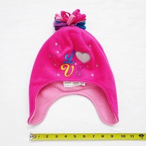 NEW CHILDRENS PLACE Fleece Ear Flap/Trapper Pom Love Beanie Hat LG 2-4